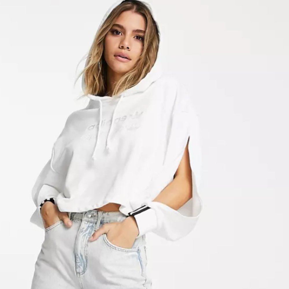 Adidas Originals Cropped Hoodie (S, White)
